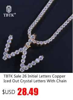 TBTK 26 первоначальных букв медь Iced Out буквы с кристаллами с цепочкой ожерелье Золото унисекс талисманы Роскошные ювелирные изделия подарок