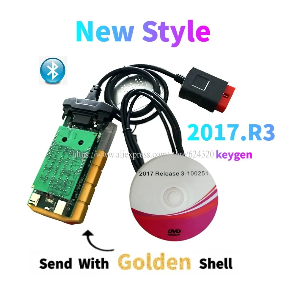 Новинка! Золотой цвет! 2017 R3 keygen на cd vd ds150e cdp pro 2016.r0 Bluetooth адаптер сканер obd2
