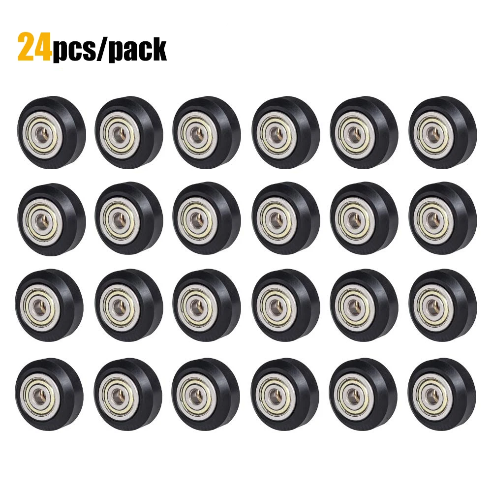 

24pcs CNC Openbuilds Plastic POM Wheel with 625zz Idler Pulley Gear Passive Round/V-Slot Perlin Pulley Wheel for CR10 Ender 3