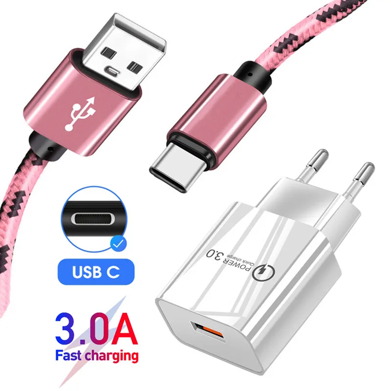 Мобильный телефон зарядное устройство USB адаптер питания Quick Charge 3 0 Type C кабель для