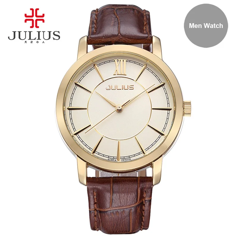 Julius Men Waterproof Watch Light Rose Gold Silver Montre Homme Men Business Clock Wach Hand Wrist Whatch Relogio Relojes JA-808