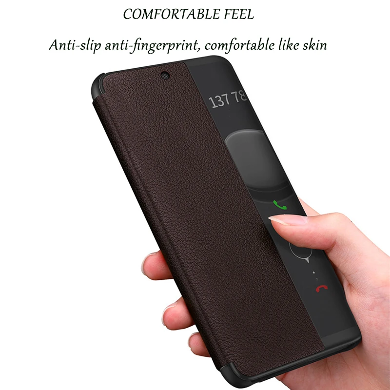 Чехол Coque P20Pro P10Plus с умным окошком для пар простой модный кожаный флип чехол huawei P20