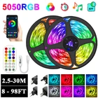 Светодиодная ленсветильник с Bluetooth 5050 RGB, гибкая лента, декоративная неоновая Светодиодная лента для подростков, 12 В, 2,5-30 м