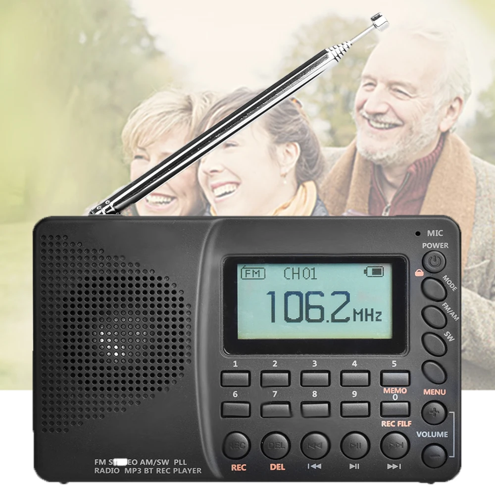 K-603 Полнодиапазонный радио Bluetooth FM AM SW Портативный Карманный Радио MP3 Цифровой REC рекордер поддержка Micro SD TF карты таймер сна