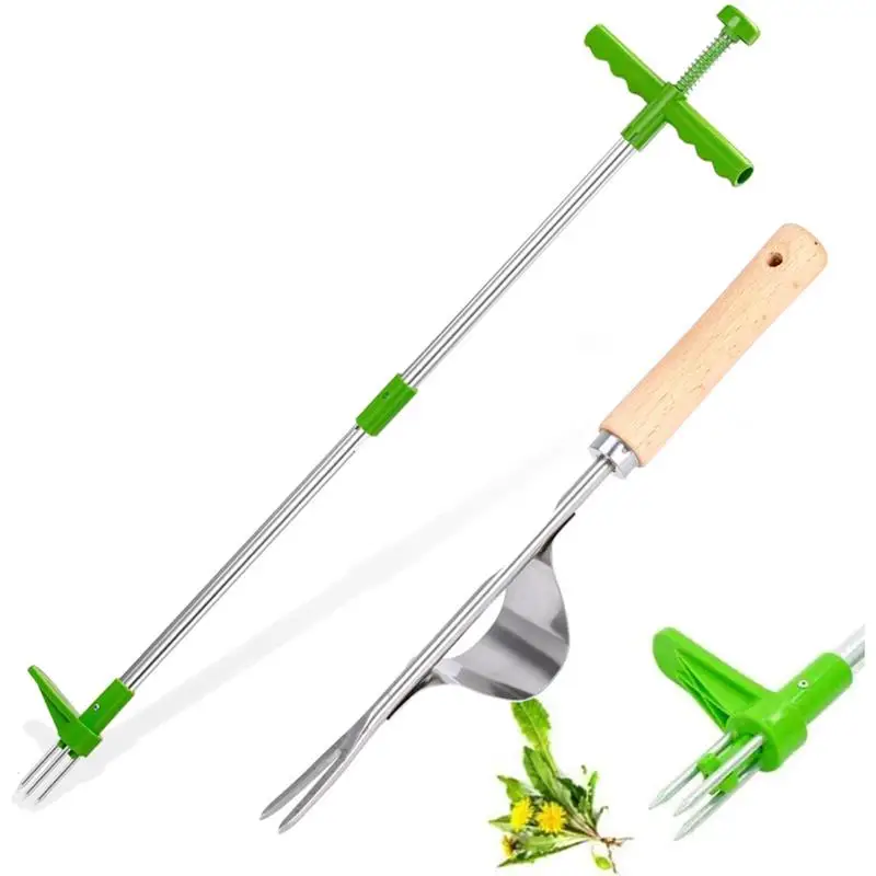 

Garden Weeder Stand Up Weeder with Long Handle 3 Stainless Steel Claws Easy Remove Weeds for Gardening Tool