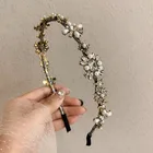 Тонкая Повязка на голову для волос в винтажном стиле с цветными кристаллами и жемчужинами