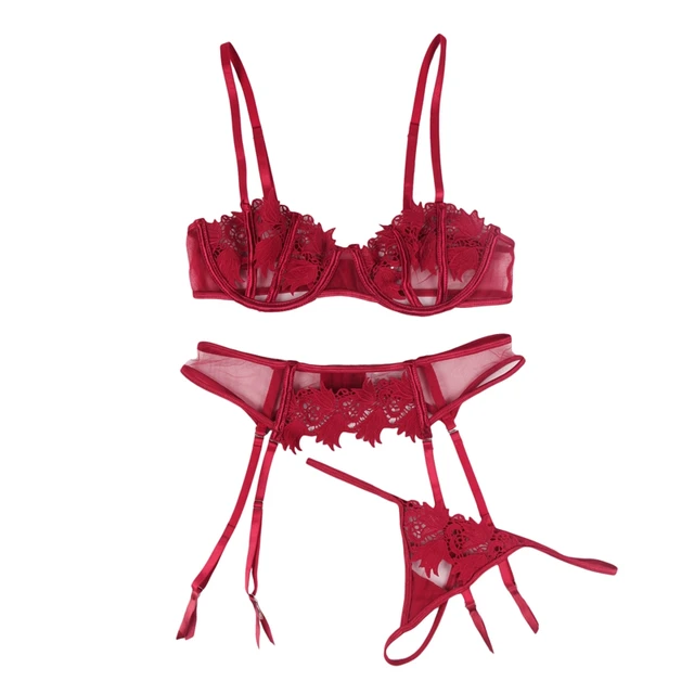 Red Embroidered Hollow Out Bra And Panties Set Back With Deep V Push Up And  Lace Detailing Plus Size Womens Lingerie C D X0526 From Musuo03, $20.43