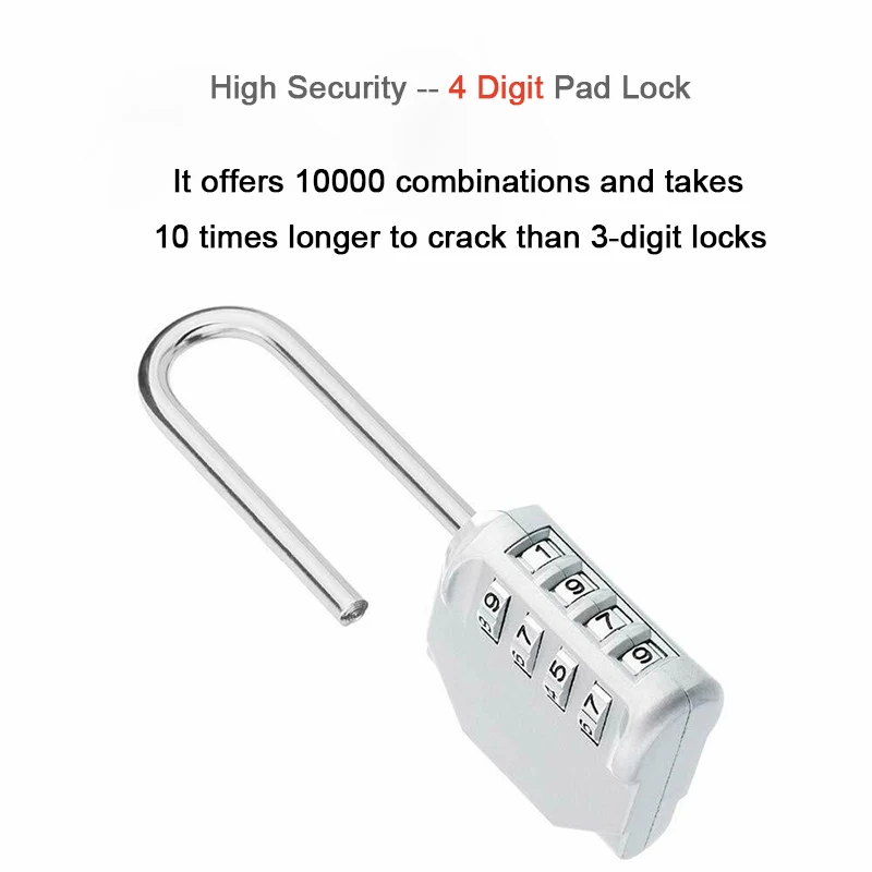 Long Padlock High Security 4 Digit Pad Lock Outdoor Travel Password For Luggage Suitcase Locker Waterproof | Обустройство дома