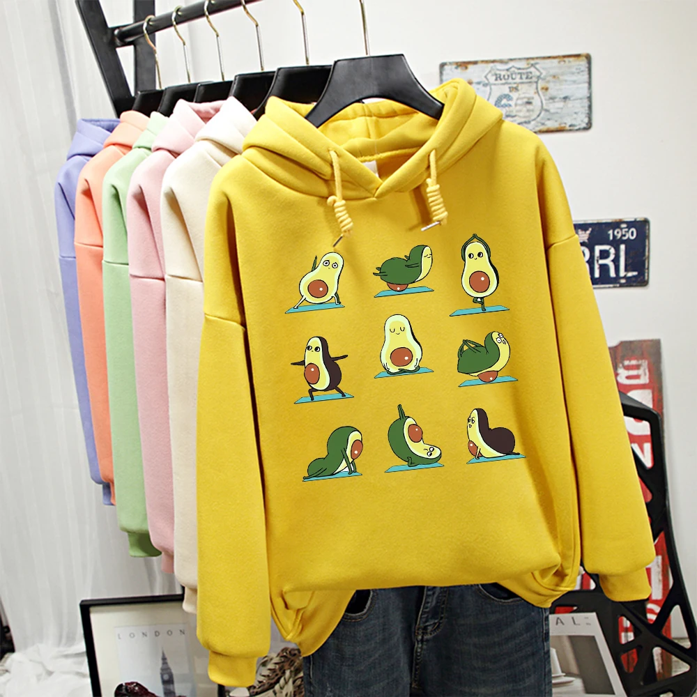 

Oversized Harajuku Winter Clothes Hoodies Kawaii Avocado Printed Hoody Sweatshirts Cute Hoodie Aesthetic Warm Moletom Outerwear