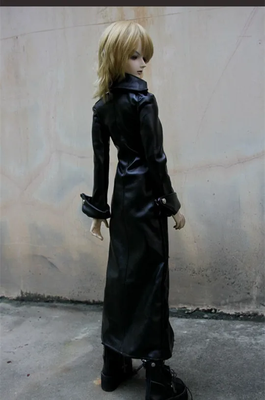 Крутое супер длинное черное кожаное пальто для BJD 1/4 MSD 1/3 SD17 Одежда куклы дяди на