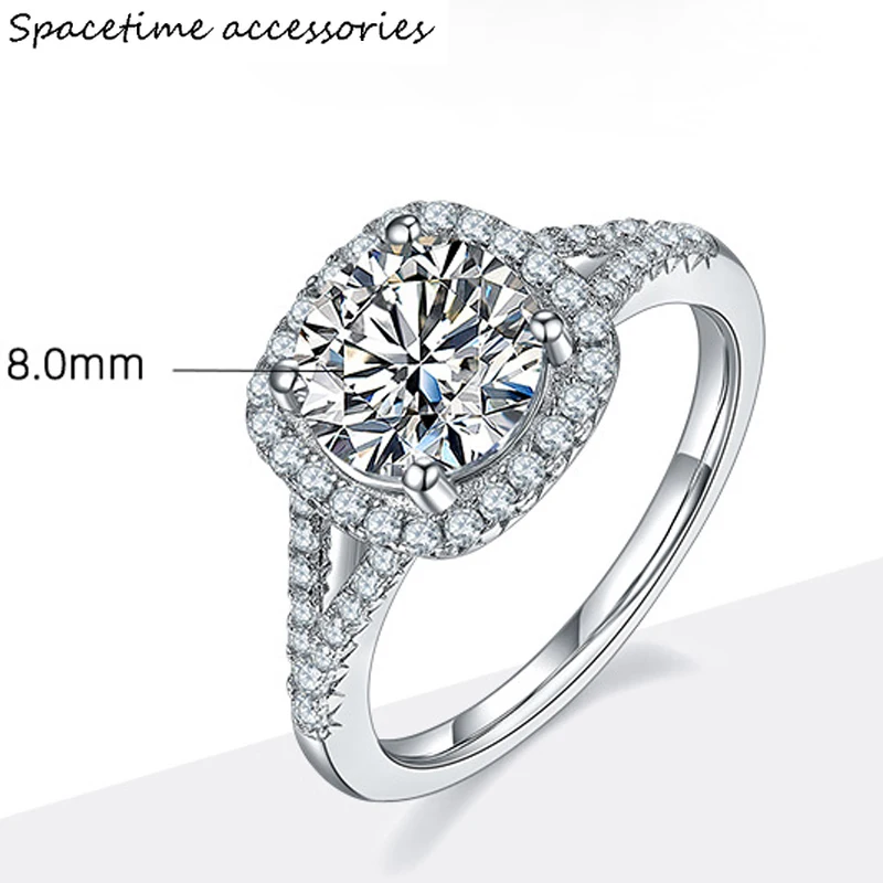 

Real 2 Carats D Color Moissanite Sparkling Wedding Rings For Women 100% 925 Sterling Silver Engagement Party Fine JewelryRings