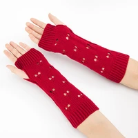 women gloves stylish hand warmer winter gloves women arm crochet knitting hollow heart mitten warm fingerless gloves