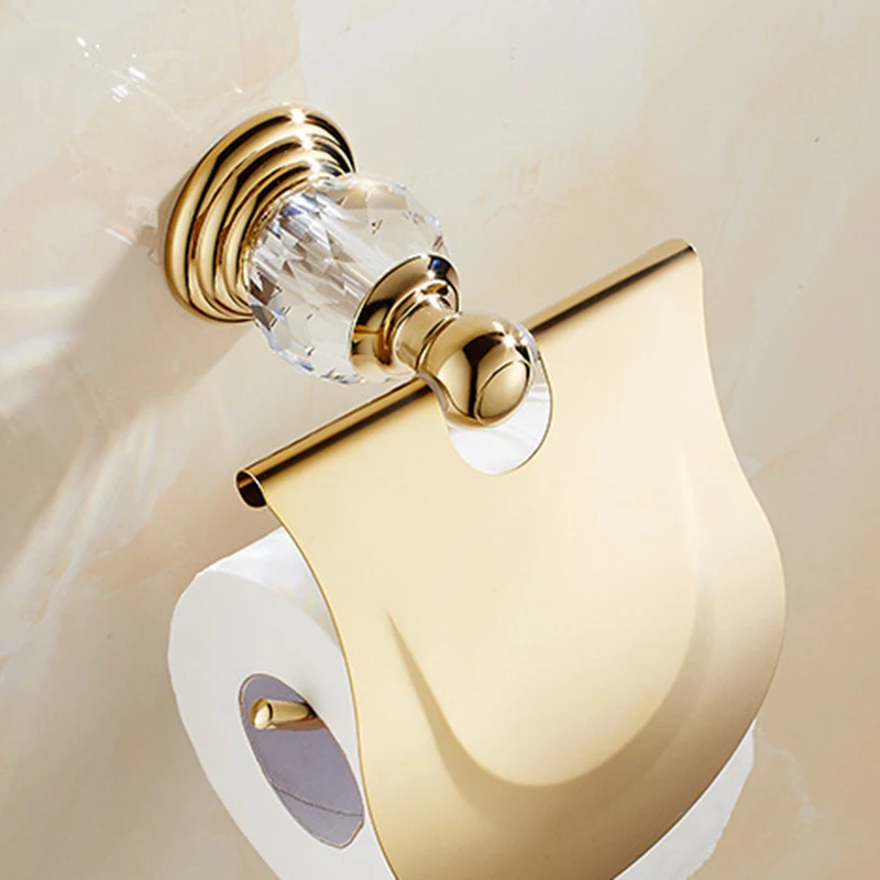Роскошные циркониевые золотые Твердые Латунные держатели для туалетной бумаги