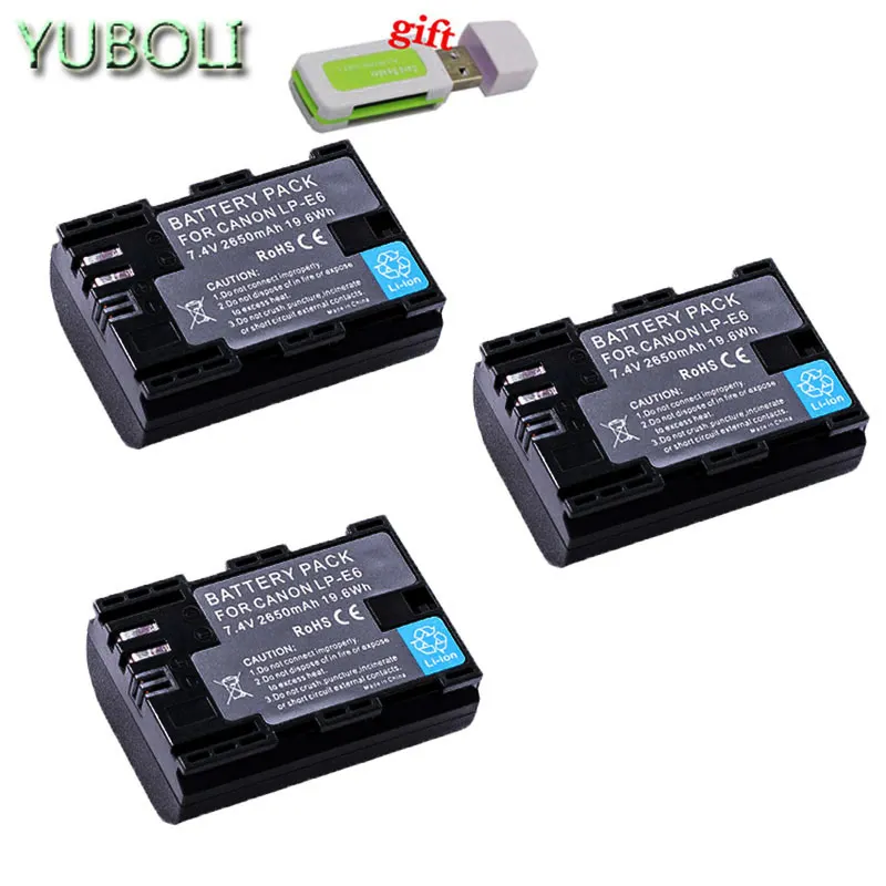 3battery Декодированный lpe6 bateria lp e6 E6N LP-E6N LP-E6 батарея+ двойное зарядное устройство для Canon 5D Mark II Mark III 6D 7D 60D 60Da 70D 80D DSLR - Цвет: 3battery