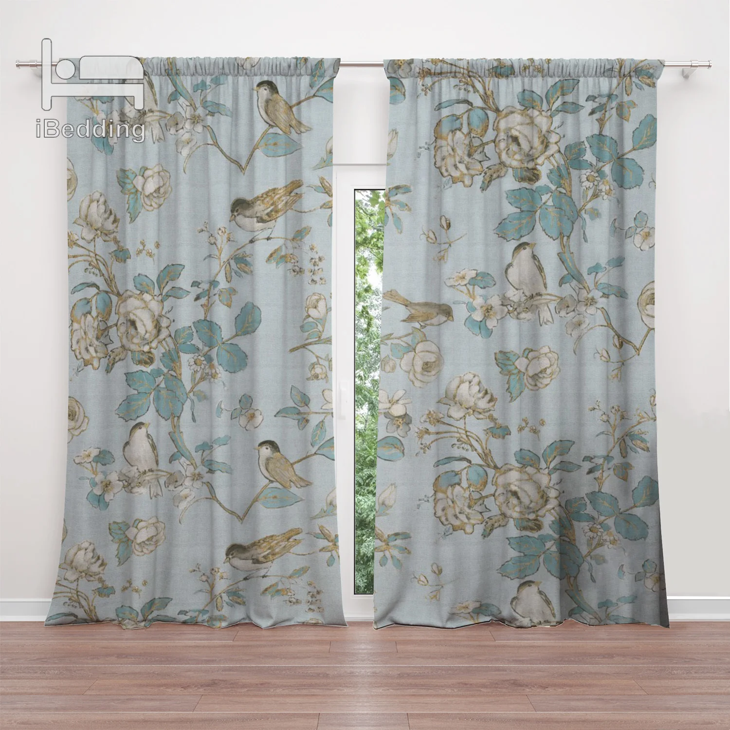 Постельное белье с зелеными листьями Фламинго занавески для гостиной