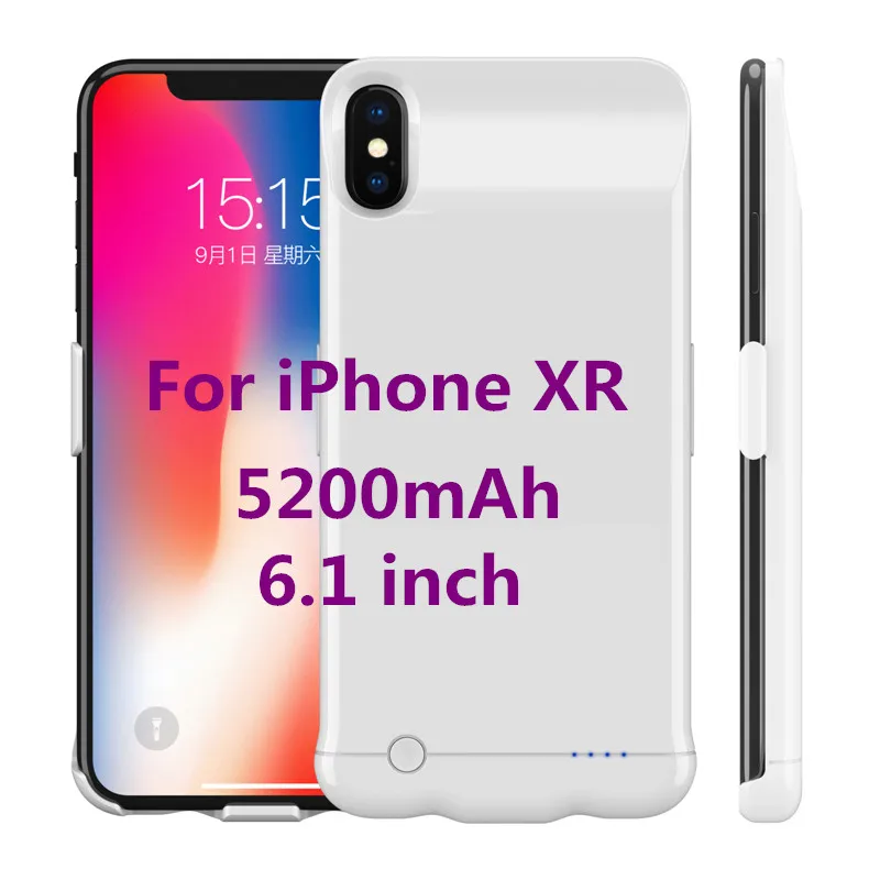 White for XR 6.1 6200 мАч чехол для зарядного устройства для iPhone XS Max power чехол 5200 мАч портативный резервный внешний аккумулятор чехол для iPhone XR чехол для зарядки - Цвет: White for XR 6.1