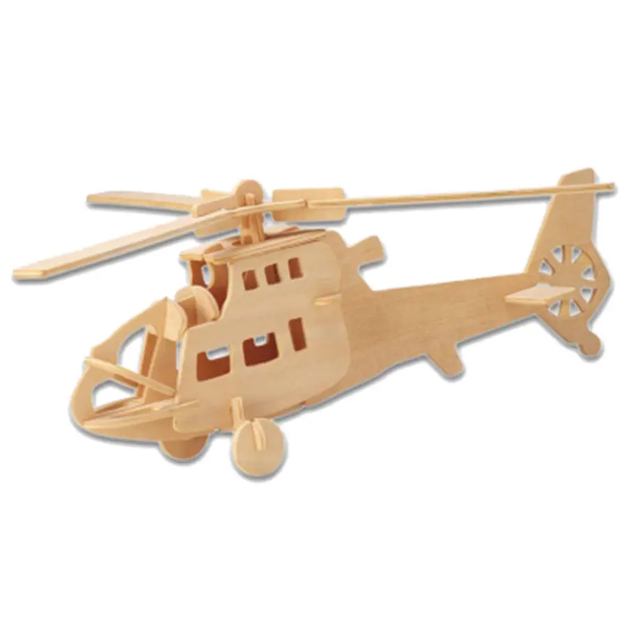 Деревянные 3D Военные строительные блоки вертолет модель истребителя игрушки