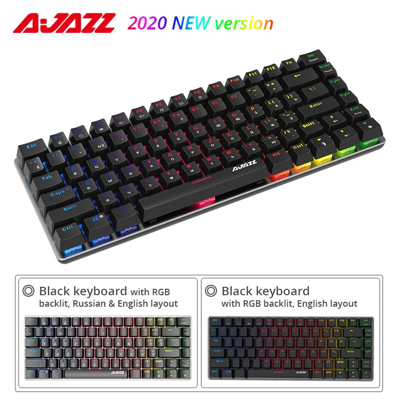 

[NEW Version] Ajazz AK33 Mechanical Gaming Keyboard RGB Backlight English/Russian Layout 82 Keys Anti-Ghosting Black/Blue Switch