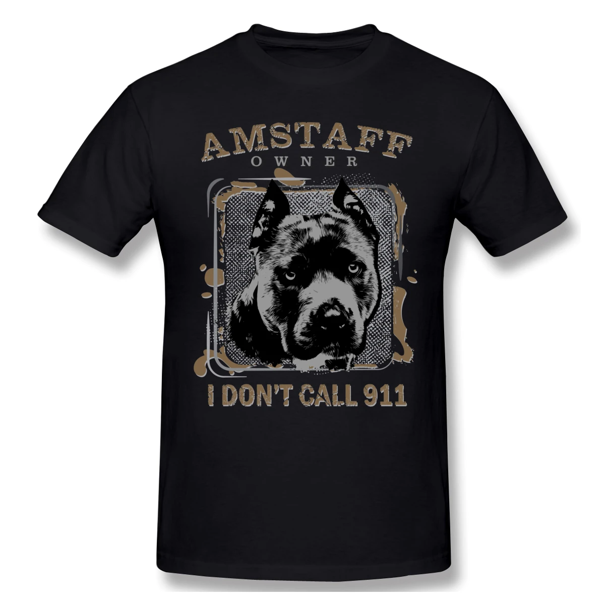 

Amstaff Dog American Staffordshire Terrier T Shirt Plus Size Cotton Short Sleeve Shirt Men