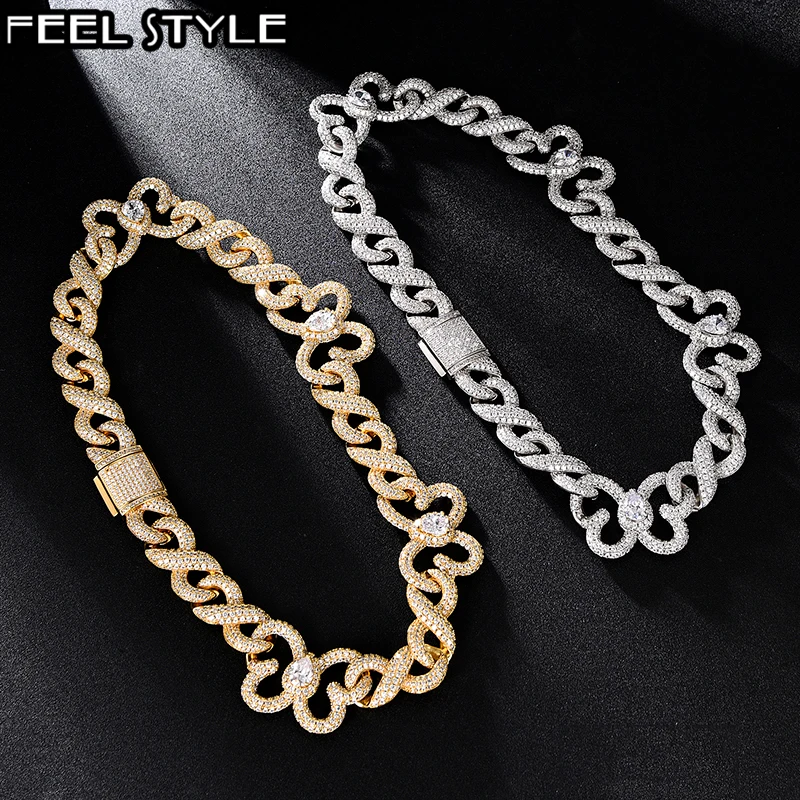 

Хип-хоп 15 мм тяжелая CZ кубинская цепочка с бабочкой ожерелья из циркона со льдом Серебряный цвет Роскошные блестящие цепи для мужчин ювелир...