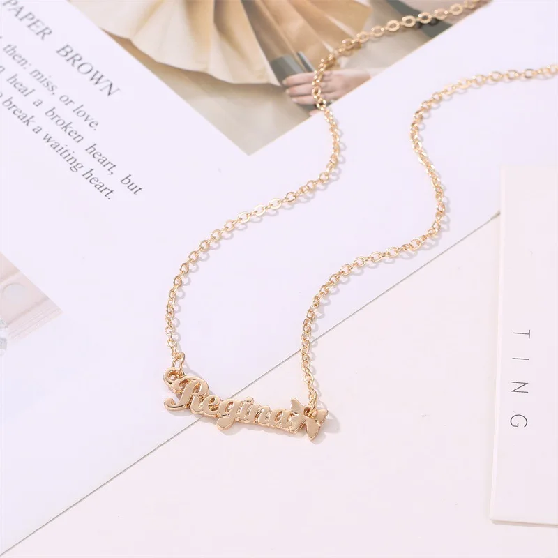 New Trendy Letter Regina Pendant Necklace For Women Gold Metal Long Butterfly Mujer Jewelry Nouveaute 2019 Femme Bijoux | Украшения и