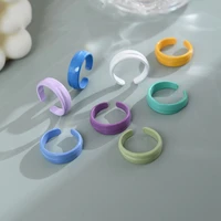 new korean candy color resin irregular geometric round open rings for women girls punk lovely colorful acrylic ring jewelry gift