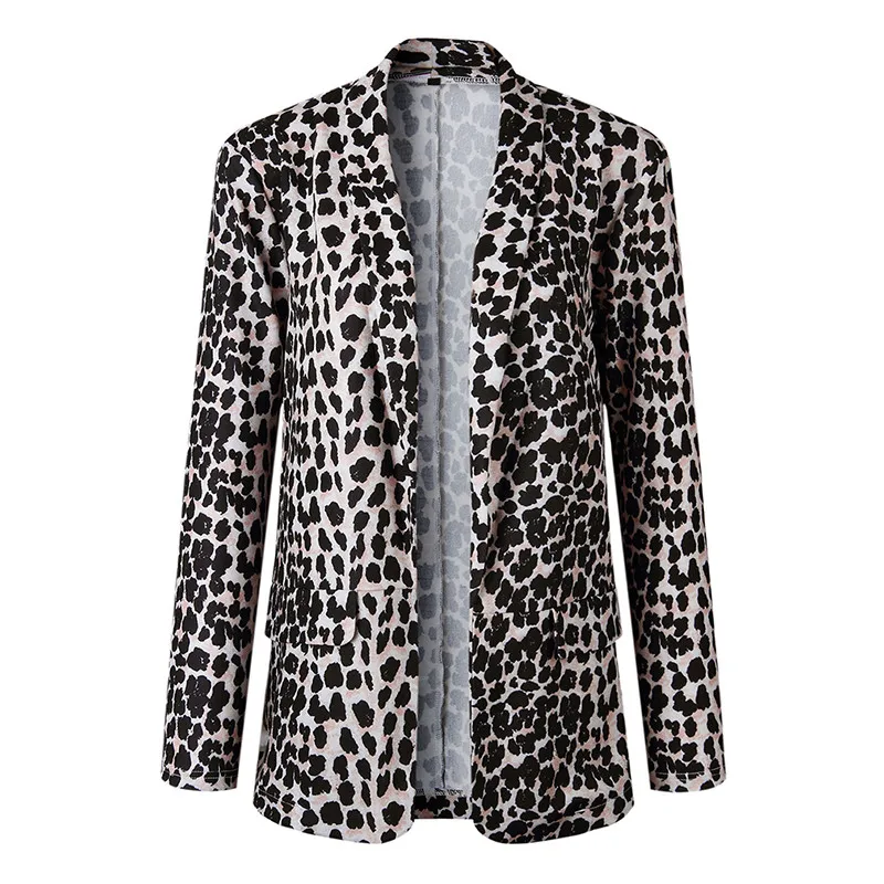 leopard print Весенний осенний костюм женский сексуальный леопардовый змеиный принт длинный рукав жакет для работы офисная Дамская тонкая верхняя одежда модные женские куртки - Цвет: leopard print
