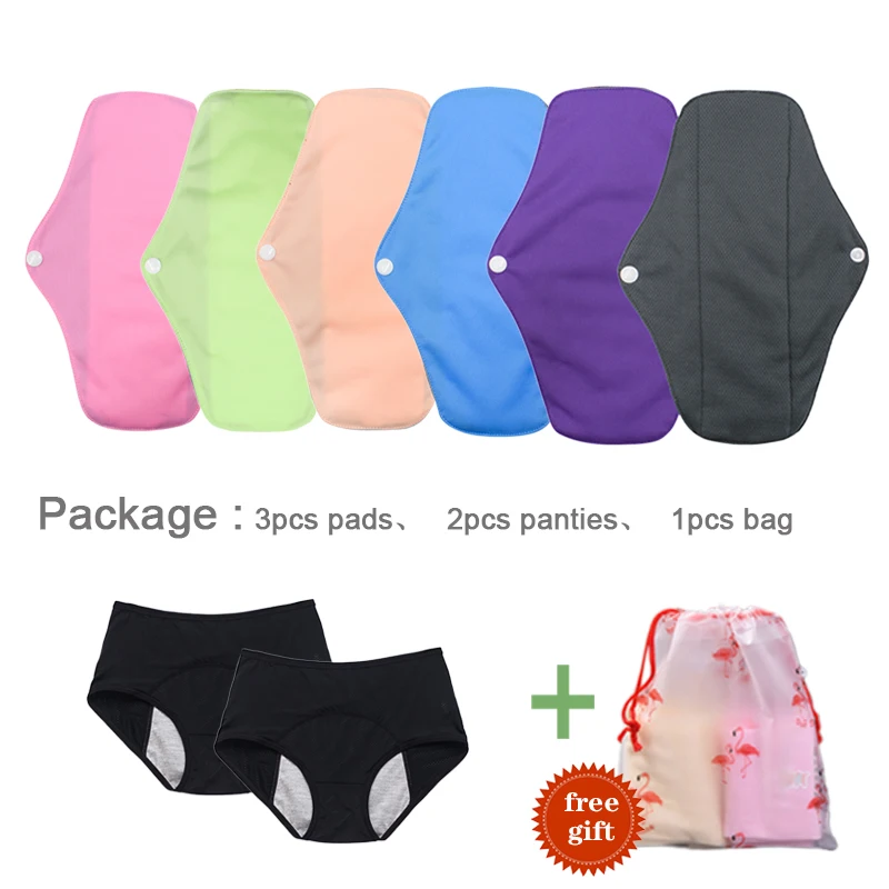 

Washable Sanitary Towels Menstrual Pad Reusable Bamboo Charcoal Women Napkins Feminine Hygiene Product Period Cloth Pads&Panties