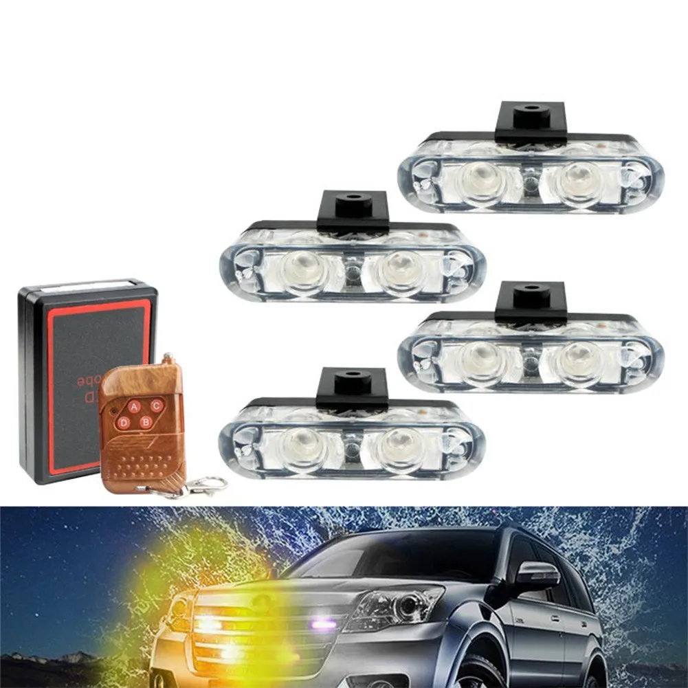 

Wireless Remote Emergency Warning Lamp Yellow & White Strobe Light 12V 2 LEDs Per Panel 8W