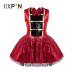 Балетное платье для девочек, без рукавов, с блестками, трико, пачка, танцевальная одежда, детский современный костюм для латиноамериканских, румбы, Танго, самбы, танцев, выступлений