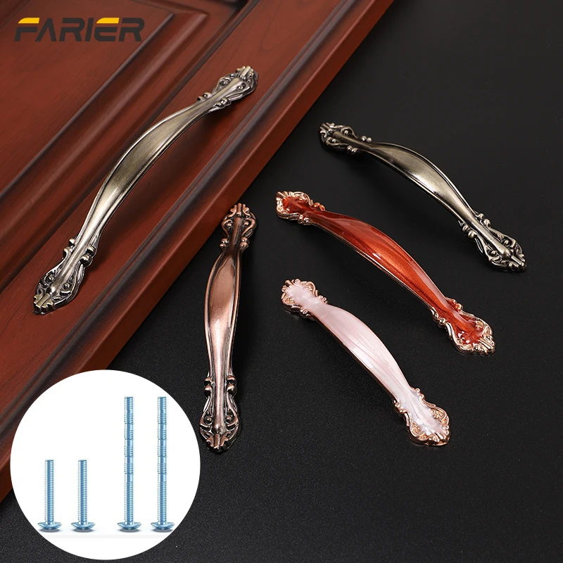 

European classical solid thick cabinet drawer ivory white, green red ancient amber aluminum alloy handle