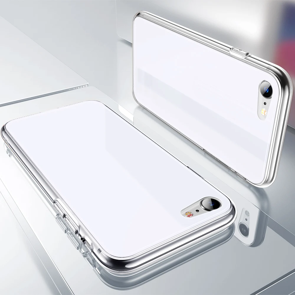 Белый Чехол ESR 9H из твердого закаленного стекла для iPhone 8, 7 Plus, чехол для телефона, чехол s, жесткая подставка из поликарбоната+ мягкая рамка из ТПУ для iPhone 7, 8, стеклянный чехол - Цвет: Белый