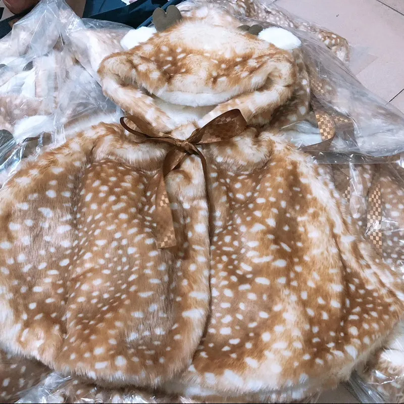 От 0 до 7 лет зимняя теплая испанская Рождественская накидка с капюшоном и оленем