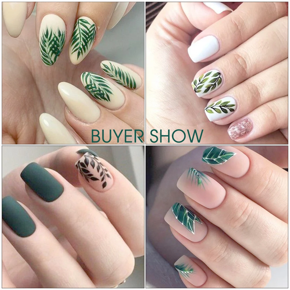 

1 Sheet Water Transfer Nail Sticker Decals Green Flower Leave Butterfly Decoration Sliders Manicures Designs DIY Tattoo Tip New