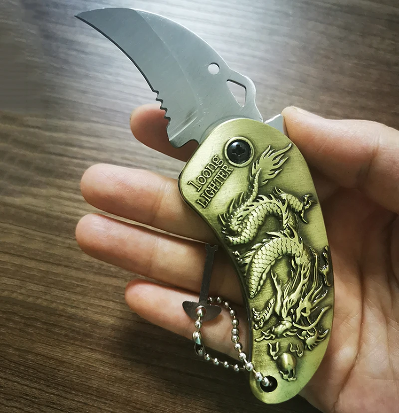 Креативная металлическая зажигалка с черепом газовая ветрозащитная ножом