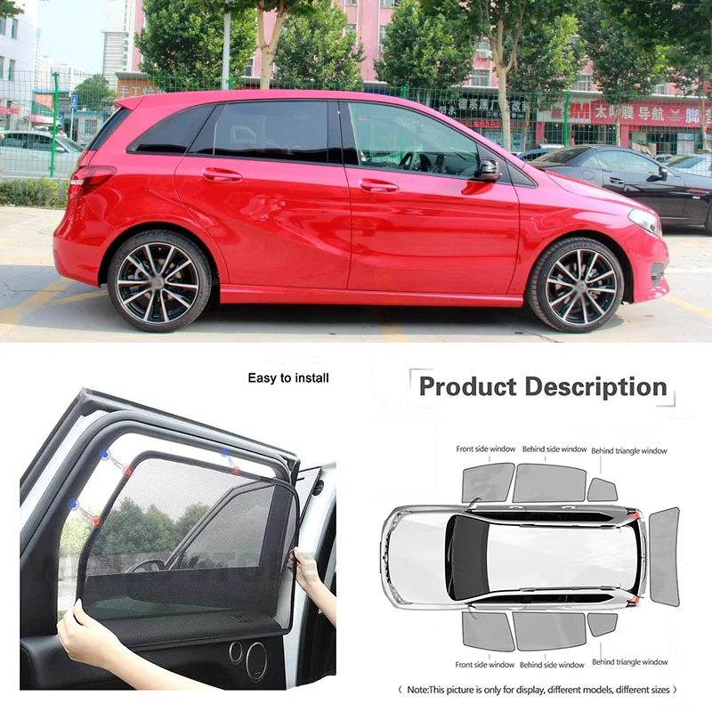 For Mercedes Benz B Class Car Full Side Windows Magnetic Sun Shade UV Protection Ray Blocking Mesh Visor Decoration Accessories