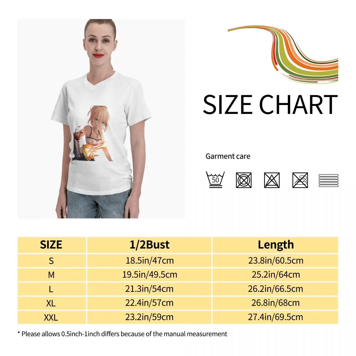 

Anime Fans Saber 10 women's T Shirts Micro play V-neck T-shirt with short sleeves