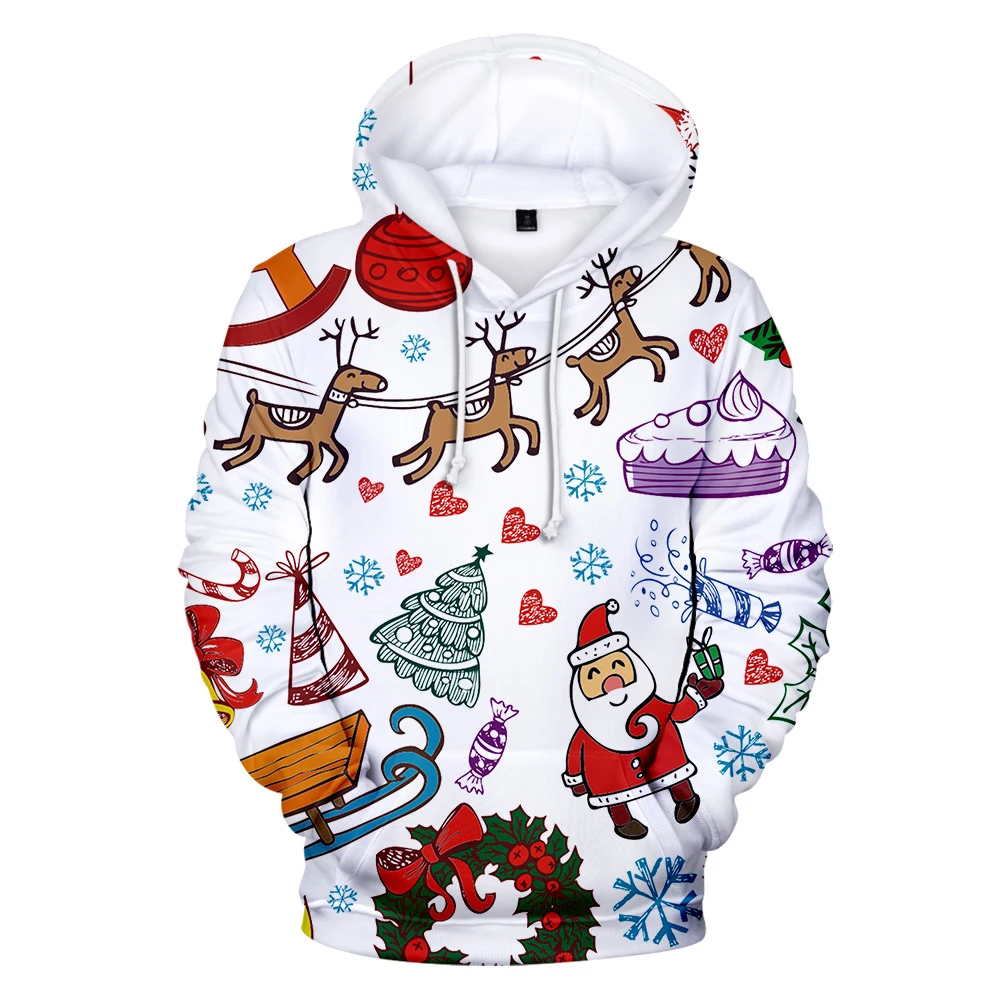 

3D Merry Christmas Hoodies Men/Women Happy New Year Hoodie Men's Cap Sweatshirts Fashion Christmas Hooded Boy/Girls Kids Coats