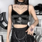 Женская облегающая кофта с принтом розы, готическая Сексуальная обтягивающая Клубная одежда, летние топы без рукавов, укороченная повседневная майка, облегающая уличная одежда