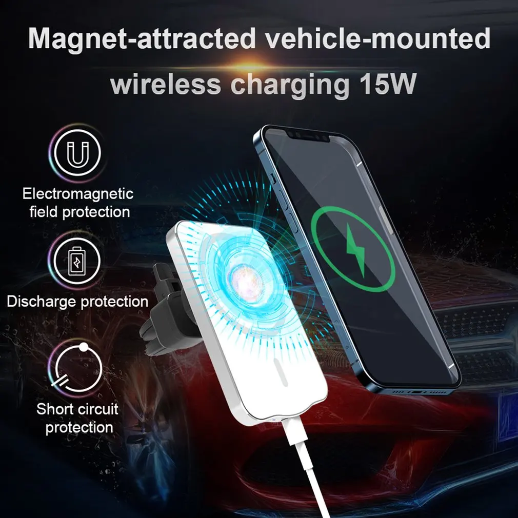 

15W Wireless Car Charger Mount Magnet Adsorbable Phone Car Holder For iphone 12 Mini Pro Pro Max Magsafe Fast Wireless Charging
