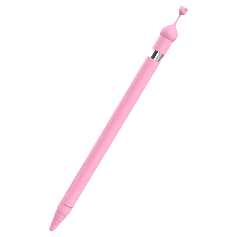 1 Set Cute Cartoon Bear Anti-scroll Silicone Protective Pouch Cap Holder Nib Cover Protective Case Skin For Apple Pencil 1st - Colors: Pink
