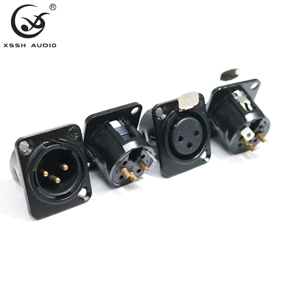 

4 шт. XSSH HIFI OEM DIY 3-контактный черный латунный медный золотистый штекер/гнездо шасси, звуковая пушка, фоторазъем