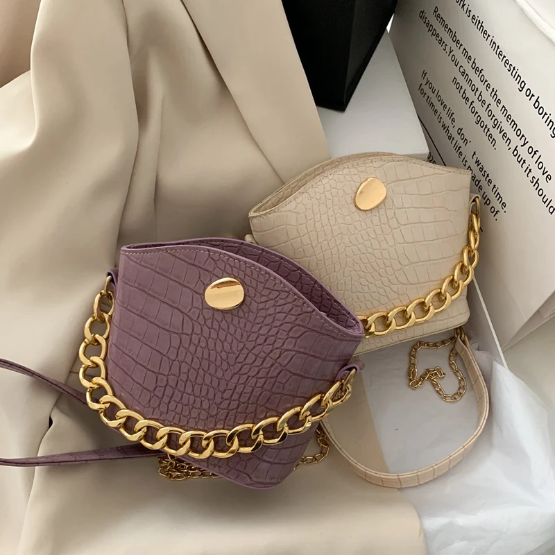 

Crocodile Pattern Chain Women Shoulder Bag Fashion PU Luxury Handbag