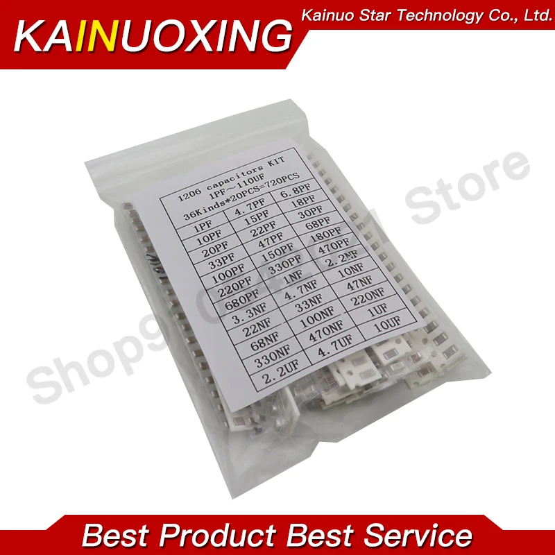 1206 SMD конденсатор в ассортименте 36 значений * 20 шт. = 7 1pF ~ 10 мкФ набор образцов