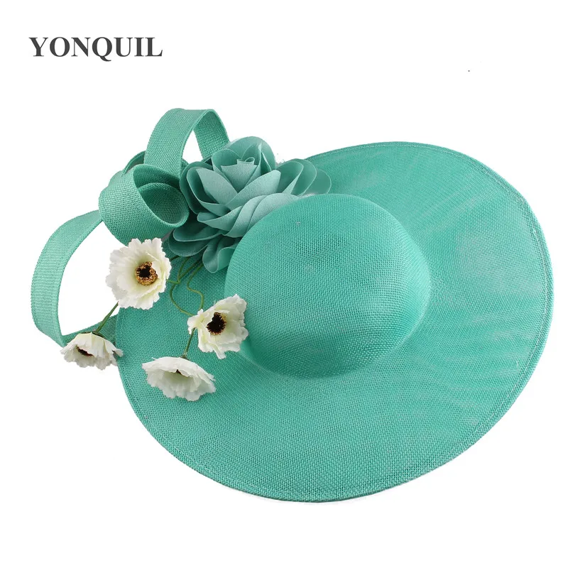 

Charming Flowers Fascinator Headwear Wedding Hats And Fancy Feather Millinery Emerald Green Hair Accessories For Bridal Woman