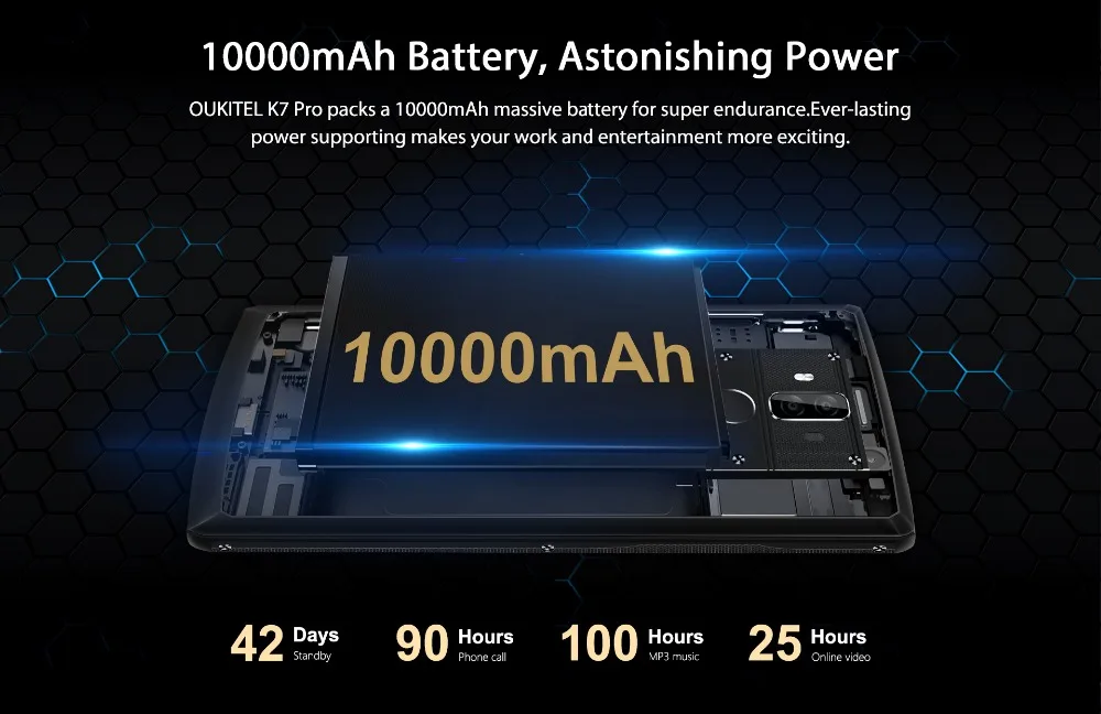 Смартфон OUKITEL K7 Pro 6,0 ''18:9 10000 мАч MT6763 4 Гб 64 ГБ Android 9,0 Распознавание отпечатков пальцев лица 9 В/2A мобильный телефон