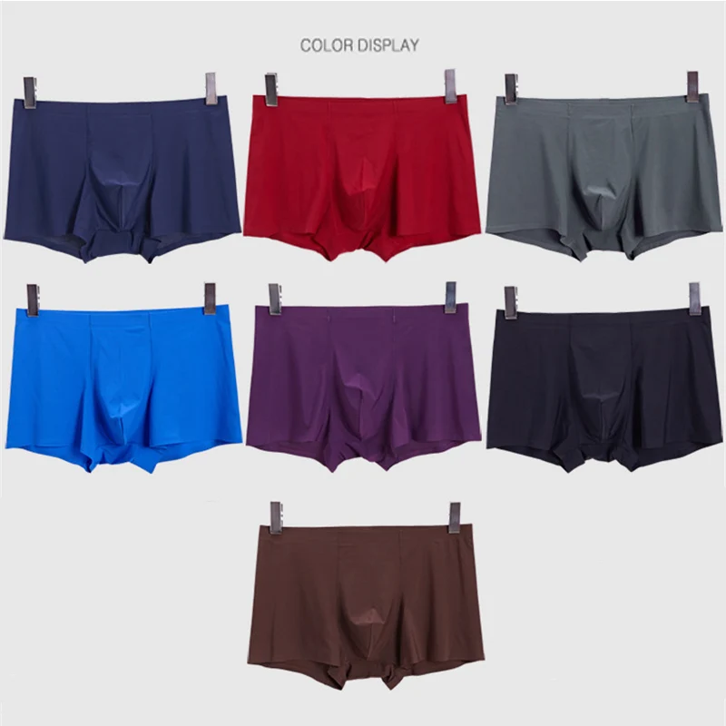 3 Pieces/Set Seamless Boxer Men Underwear Ice Silk Breathable Thin Boxer Shorts Waist Men's Panties Big Size Male Underpants