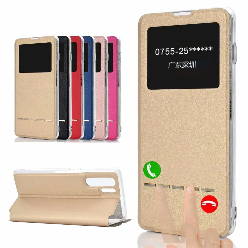 Тонкий чехол книжка из искусственной кожи с окошком для Huawei Mate 20 Pro 10 Lite Enjoy 7 Plus Y7