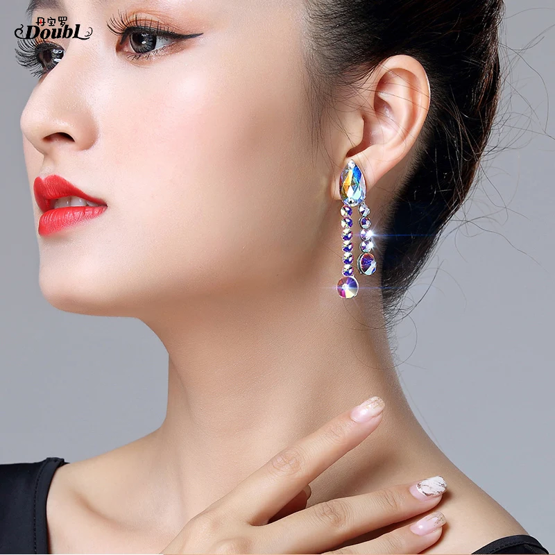 Двойные Профессиональные длинные серьги гвоздики для танцев аксессуары