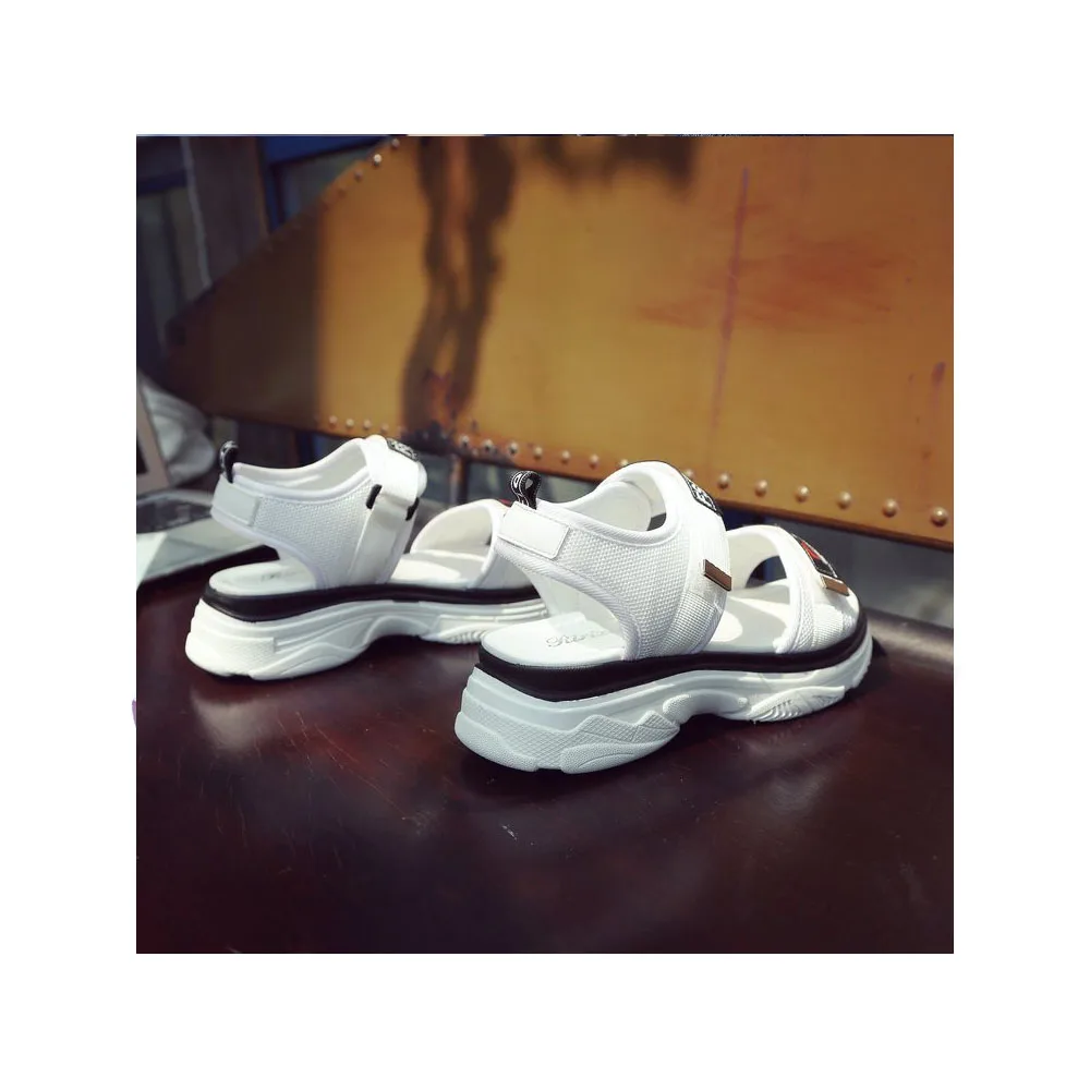 

Summer New Women's Shoes Black and White Velcro Platform Women's Sandals Beach Shoes Outdoor Slipper